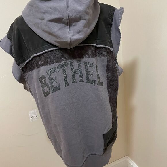 NWT We The Free People Rat Pack Black Vegan Leather Lace Zip Hoodie Vest… - Picture 7 of 13